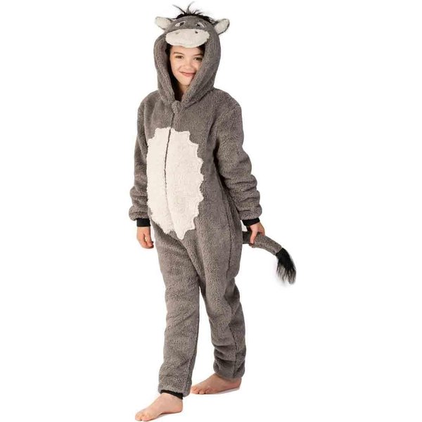 Wunsy Super Soft Fleece Donkey Onesie Nativity Costume All-in-One with Tail in Grey | Size: 10-11 Years