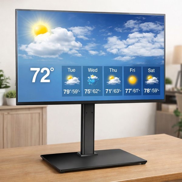 Futura Universal Tv Table Stand 24 To 60 Inch Tvs, Swivel & Height Adjustable, 45Kg Load, Max Vesa 400X400Mm, Tempered Glass Base, Black