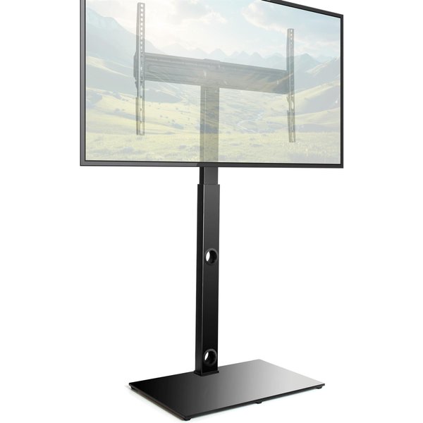 Futura Universal Tv Stand 30 To 75 Inch Tvs, Swivel & Height Adjustable, 60Kg Load, Max Vesa 600X400Mm, Tempered Glass Base, Black