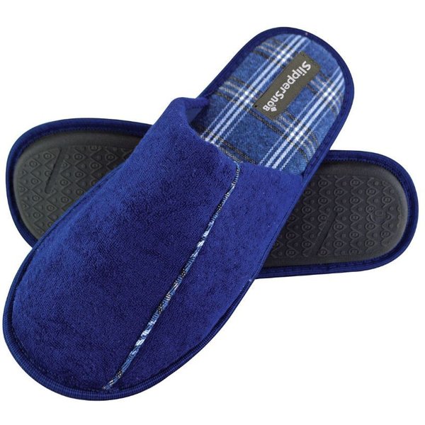 Slipper Snob Men's Slip On Style Wide Back Mule Slippers in Navy | Size: 11
