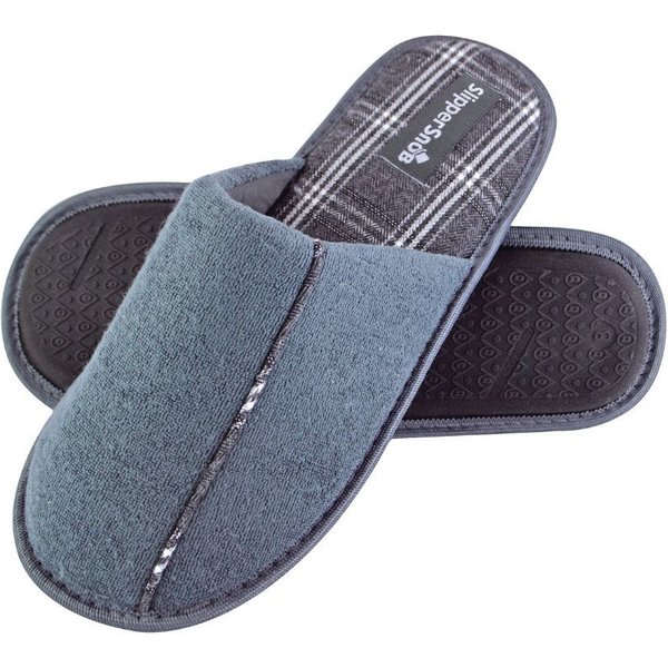 Slipper Snob Men's Slip On Style Wide Back Mule Slippers in Grey | Size: 10