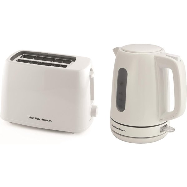 Hamilton Beach Compact 1L Kettle & Essential 2 Slice Toaster Set - White