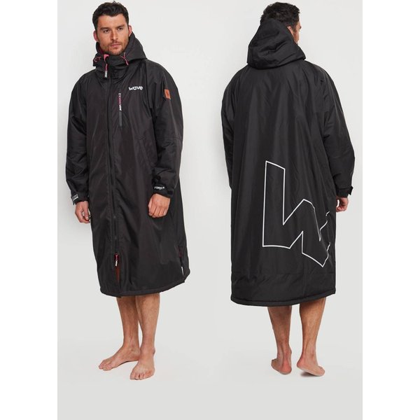 Wave Fleece-Lined Changing Robe Unisex Black and Pink XL, Black