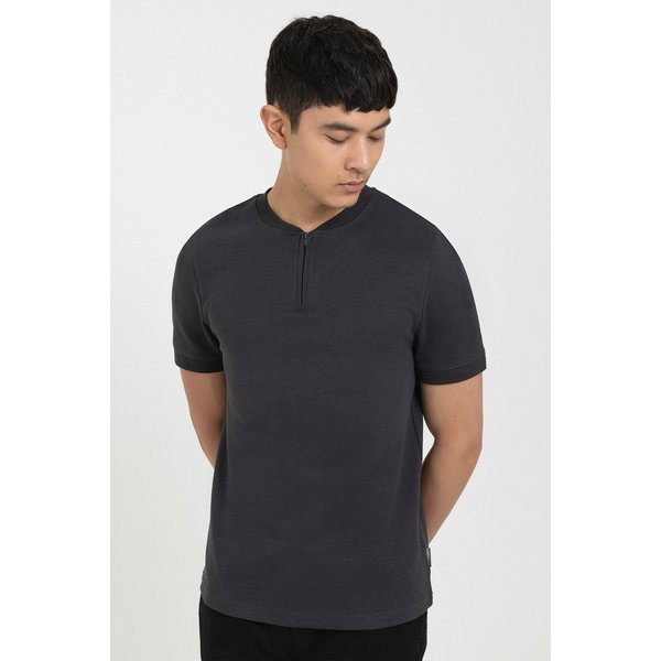 Larsson & Co Men's 1/4 Zip Heavy T-Shirt in Grey | Size: Large