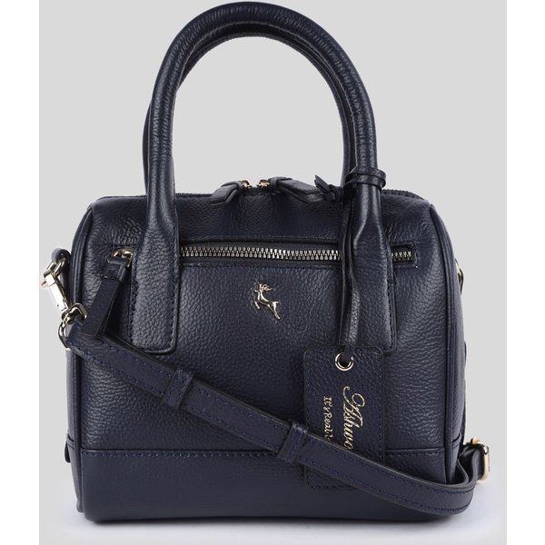 Ashwood Leather Women's 'Moda Siciliana' Real Leather Tote Crossbody Bag in Navy