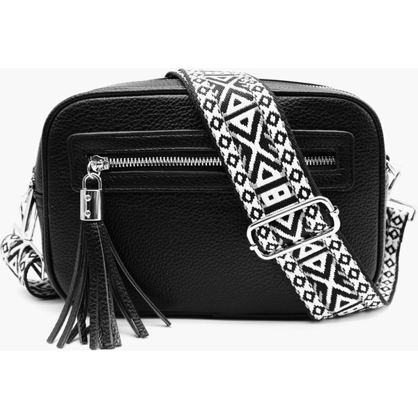 Kitise Women's Double Zipper PU Leather Crossbody Bag with Tassel Charm