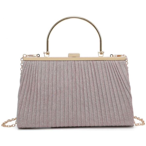 Kitise Women's Elegant Pleated Clutch Evening Bag With Handle in Pink