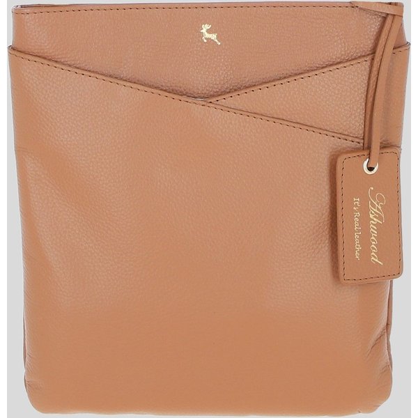 Ashwood Leather Women's 'Curvo' Real Leather Crossbody Bag in Camel
