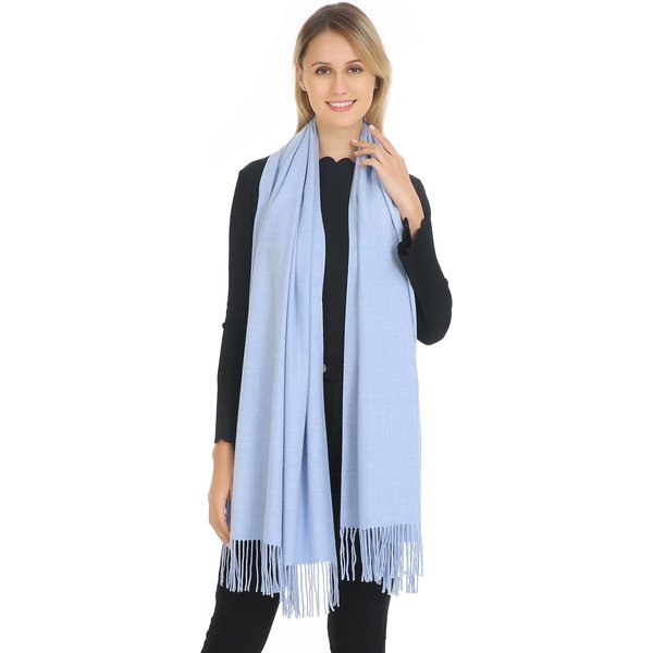 PEACH ACCESSORIES Women's Soft Pashmina Tassel Scarf in Baby Blue