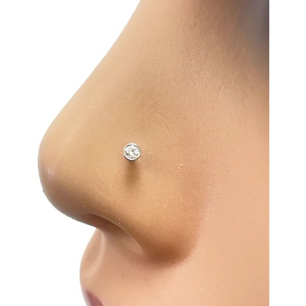 Raina Jewels 18ct White/Yellow Gold Diamond Bezel Children's Earrings 0.04ct Child friendly in White