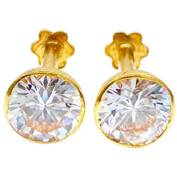Raina Jewels 22ct Yellow Gold Round Bezel Children's Stud Earrings 3mm