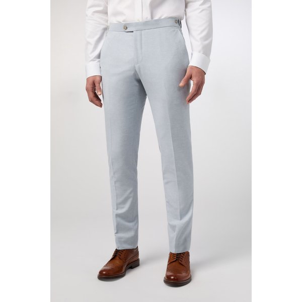 Alexandre Silver Label Men's Tailored Fit Soft Blue Linen Trouser | Size: 40R