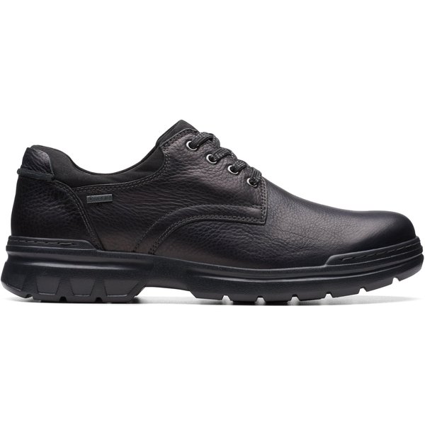Clarks Men's Rockie Walk GORE-TEX Black Leather Derby Shoes, Lace Up | Size: 6-Wide Fit