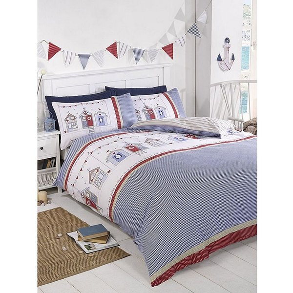 Rapport Women's Beach Hut Duvet Cover Set in Bright Blue | Size: Double