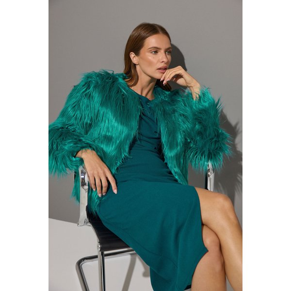 Star by Julien Macdonald Women's Faux Fur Coat in Green | Size: 14