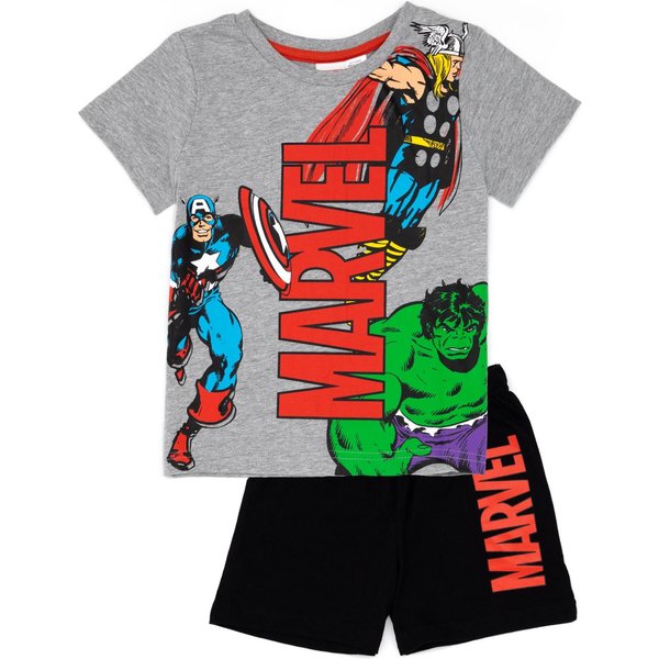 Disney Boy's Kids Short Sleeve Short Leg Pyjama Set (Black/Grey) in Black | Size: 2-3 Years