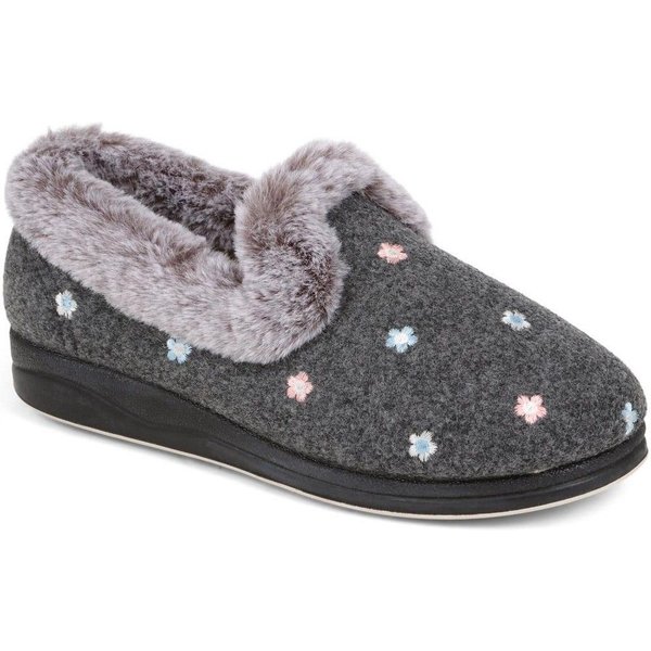Pavers Women's Floral Faux-Fur Lined Slippers