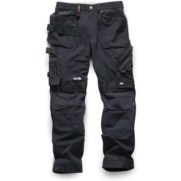 Scruffs Men's Pro Flex Plus Holster Pocket Trousers in Black | Size: 30L