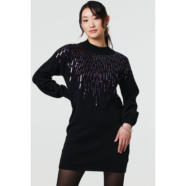 Izabel London Sequin Stripe Knit Mini Dress