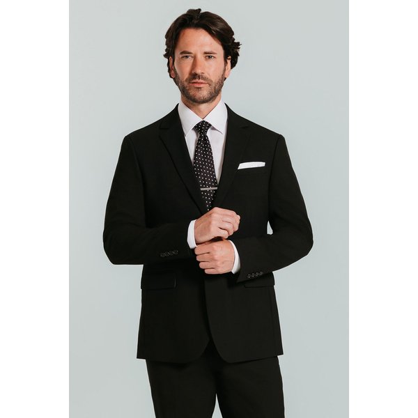 Dobell Men's Black Slim Fit 2 Piece Suit | Size: 38L