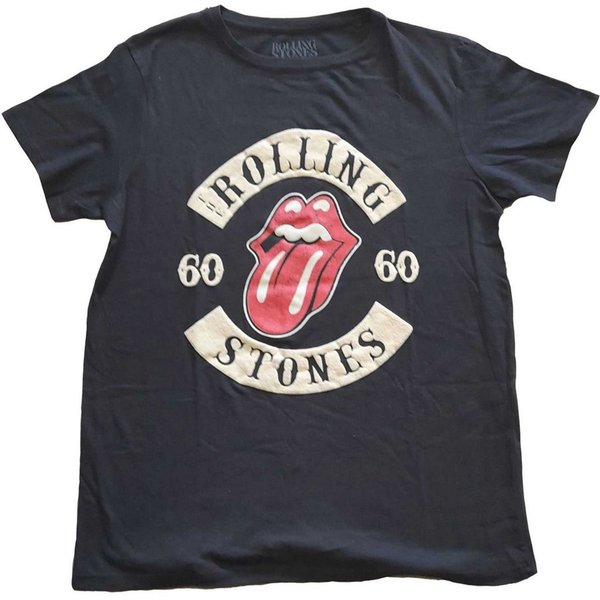 The Rolling Stones Women's Sixty Biker Suede T-Shirt in Black | Size: 2XL