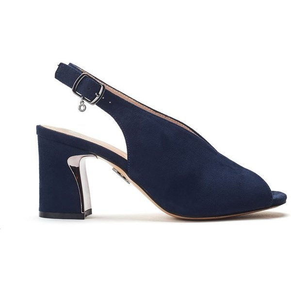 Moda In Pelle Women's 'Love' Alcantara Heeled Sandals in Navy | Size: 3