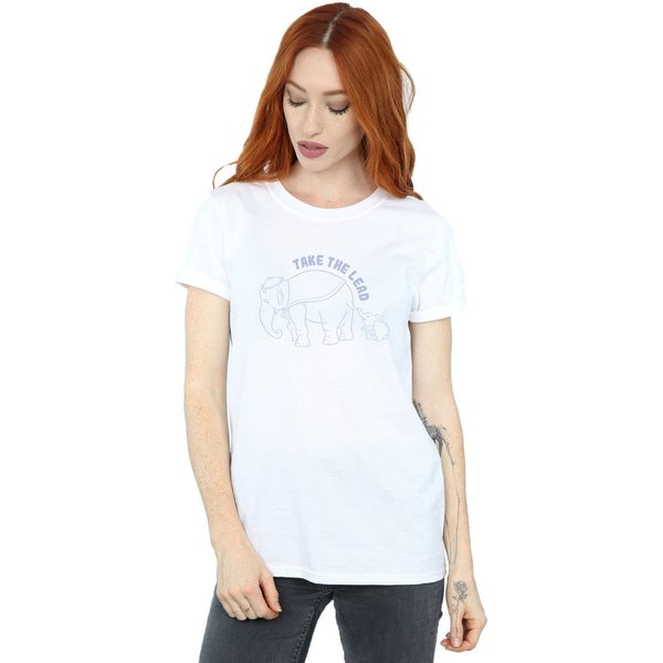 Dumbo Women's Take The Lead Cotton Boyfriend T-Shirt in White | Size: 2XL