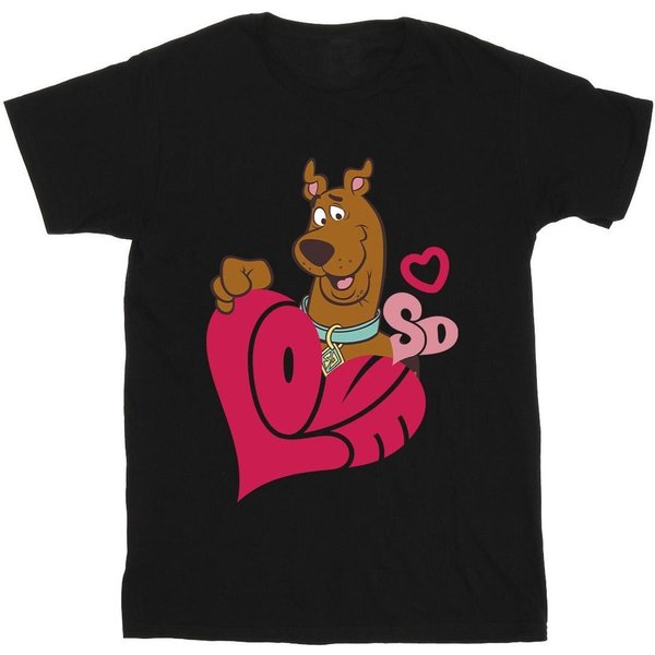 Scooby Doo Boy's Love Heart Cotton T-Shirt in Black | Size: 12-13 Years