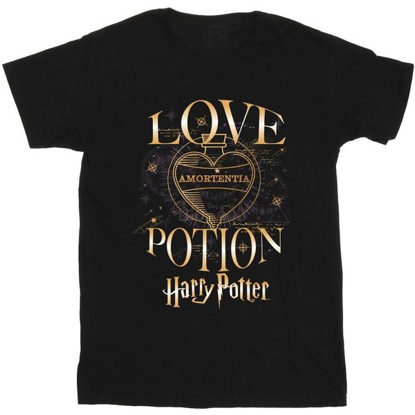 Harry Potter Boy's Love Potion Cotton T-Shirt in Black | Size: 12-13 Years