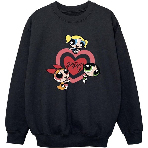 Powerpuff Girls Boy's Double Heart Sweatshirt in Black | Size: 12-13 Years