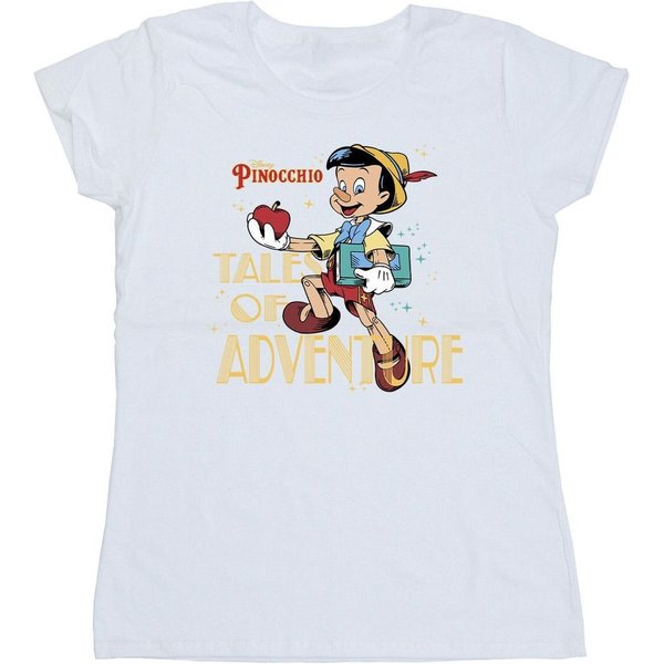 Pinocchio Women's Tales Of Adventure Cotton Boyfriend T-Shirt in White | Size: Medium