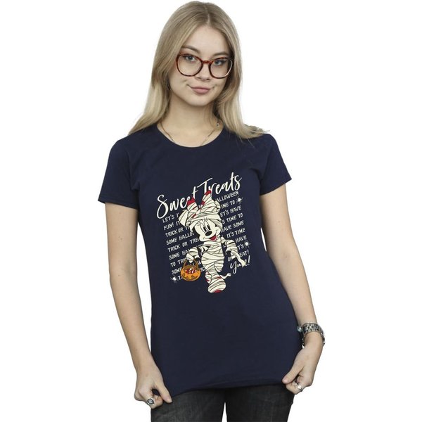 Mickey Mouse Women's Sweet Treats Minnie Mouse Cotton T-Shirt in Navy | Size: Medium