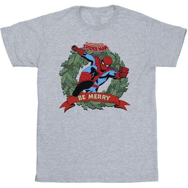 Spider-Man Girl's Be Merry T-Shirt in Grey | Size: 9 Years