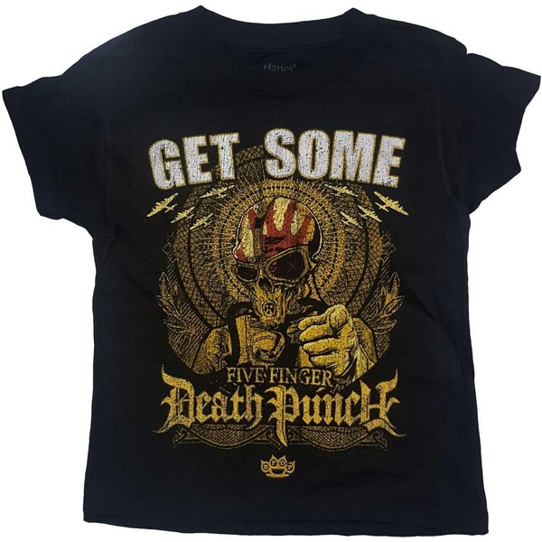 Five Finger Death Punch Get Some Cotton T-Shirt in Black | Size: 9-10 Years