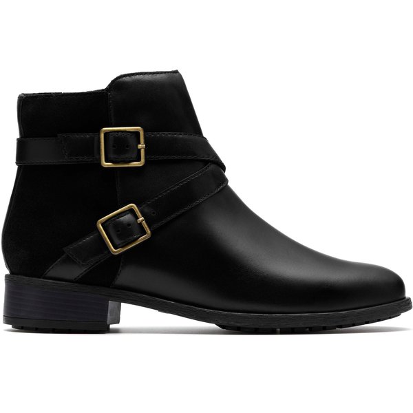 Clarks Women's Havisham Bay Black Leather Ankle Boots | Size: 3-Standard Fit