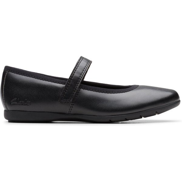 Clarks Dance Wish Kid Black Mary Jane, Riptape, School Shoes | Size: 10.5-Standard Fit