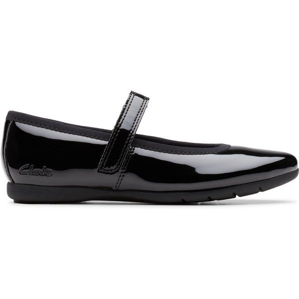 Clarks Dance Wish Kid Black Patent Mary Jane, Riptape, School Shoes | Size: 10.5-Standard Fit