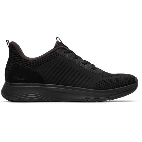 Clarks Men's Motion Trek LT Black Knit Trainers, Lace Up | Size: 10-Standard Fit