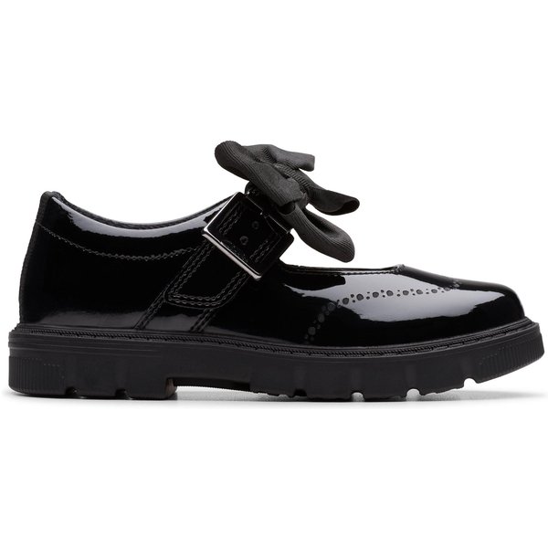 Clarks Lorcam Jane Kid Black Patent Mary Jane, School Shoes | Size: 10.5-Standard Fit