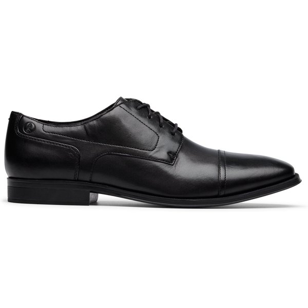 Clarks Men's Paulton Cap Black Leather Oxford Shoes, Lace Up | Size: 10-Wide Fit