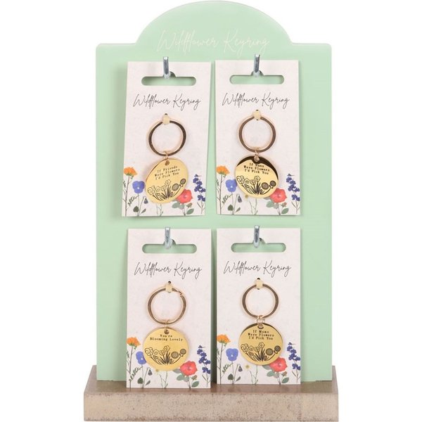 Something Different Wild Flowers Keyring (Pack of 24) in Gold