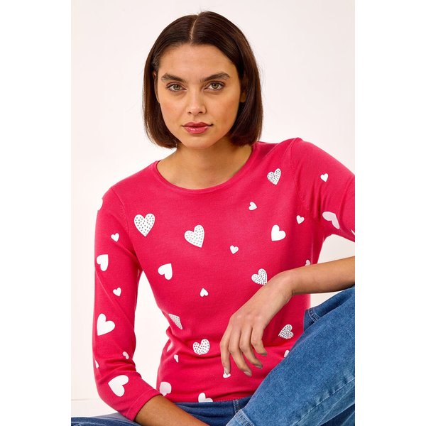 Roman Women's Heart Hotfix Jumper in Cerise