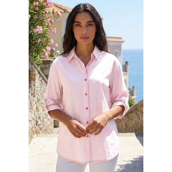 Roman Women's Contrast Button Detail Shirt in Light Pink | Size: 10
