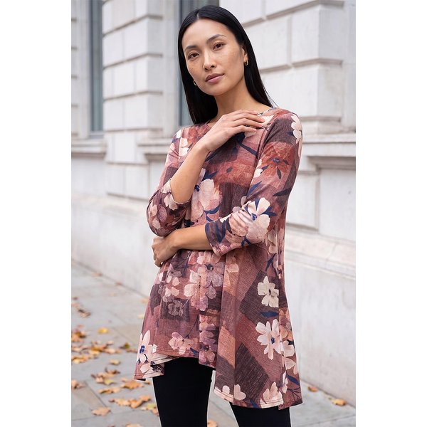 Roman Women's Floral Print Hanky Hem Top