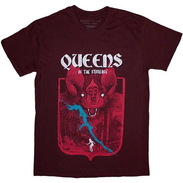 Queens Of The Stone Age Men's Bat T-Shirt in Maroon | Size: 2XL
