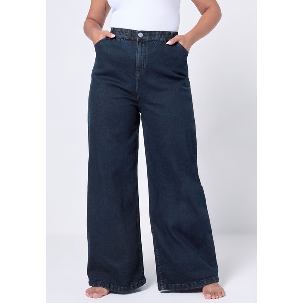 Yours Women's Wide Leg Slouchy Jeans in Indigo