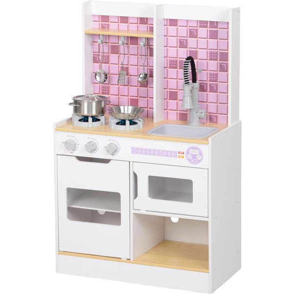 AIYAPLAY Kids Play Kitchen, Pretend Play Kitchen for Ages 3+, White