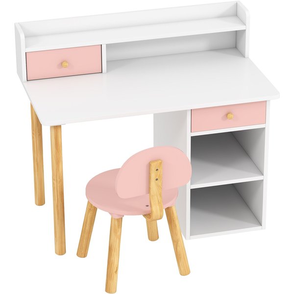 AIYAPLAY Kids Desk & Chair Set for Studying, Reading, Drawing in Pink | Size: 1 Pack