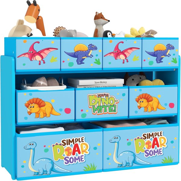 Aiyaplay 3-tier Toy Organiser Shelf With 9 Storage Boxes For Bedroom Blue, Blue