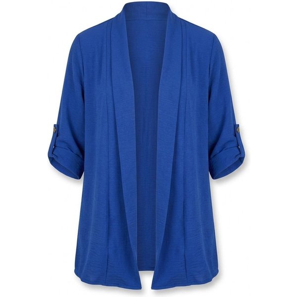 IKRUSH Women's Vivian Open Front Roll Up Sleeve Cardigan in Royal